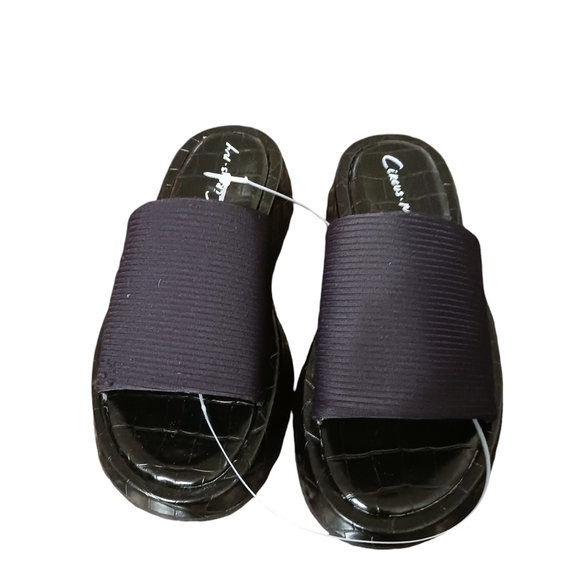 Circus NY by Sam Edelman Latasha Slides Sandals Ladies 7 Black New Slip on Mules - Picture 3 of 5